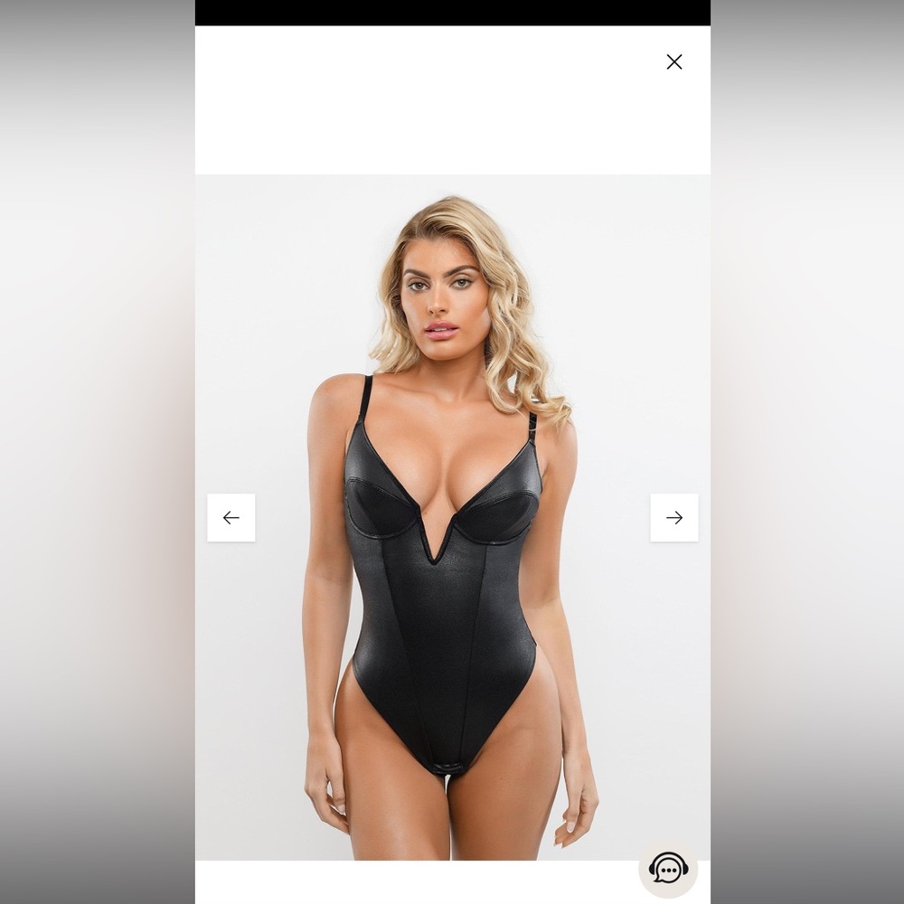 NWT Popilush faux leather Shapeware bodysuit SM